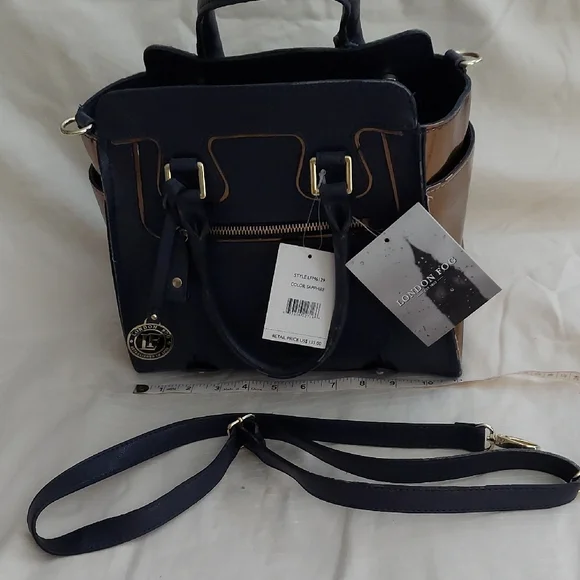 London Fog Navy and Tan Women's Bag - Picture 1 of 4